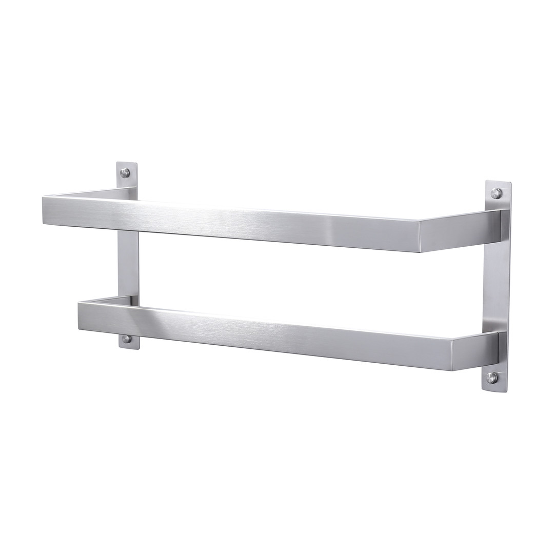 Square 20 in. Wall Mounted Towel Rack Single Towel Holder in Brushed Nickel