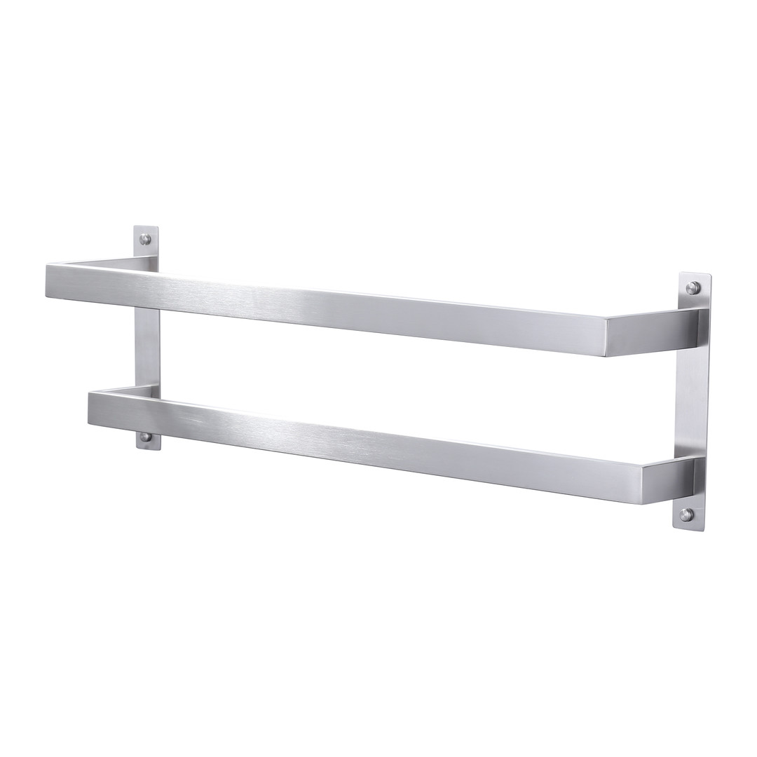 Square 24 in. Wall Mounted Towel Rack Single Towel Holder in Brushed Nickel