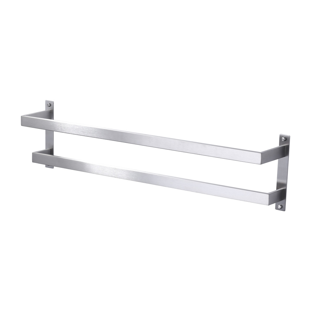 Square 32 in. Wall Mounted Towel Rack Single Towel Holder in Brushed Nickel