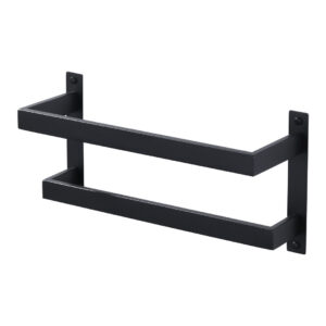 Square 16 in. Wall Mounted Towel Rack Single Towel Holder in Matte Black