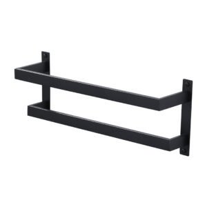 Square 20 in. Wall Mounted Towel Rack Single Towel Holder in Matte Black