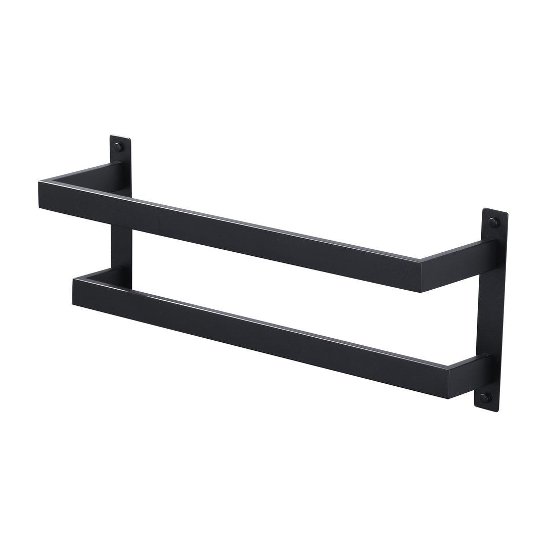 Square 20 in. Wall Mounted Towel Rack Single Towel Holder in Matte Black