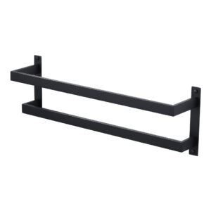 Square 24 in. Wall Mounted Towel Rack Single Towel Holder in Matte Black