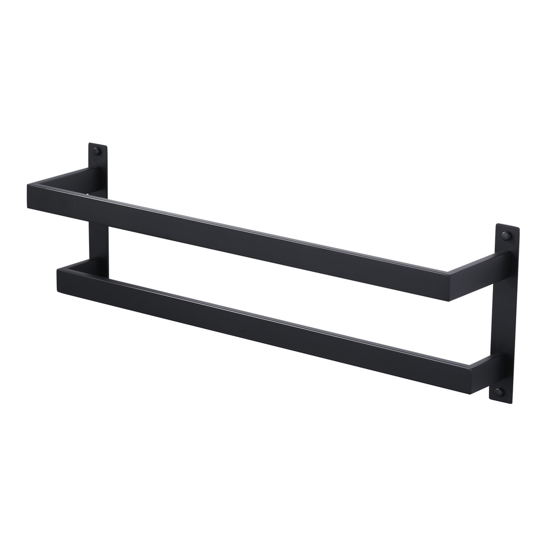Square 24 in. Wall Mounted Towel Rack Single Towel Holder in Matte Black