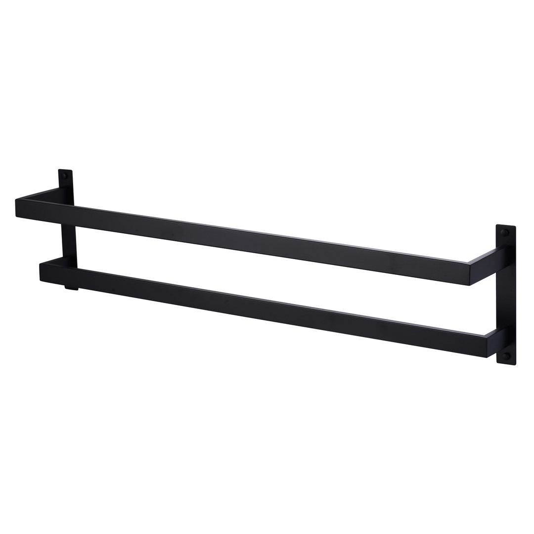 Square 32 in. Wall Mounted Towel Rack Single Towel Holder in Matte Black