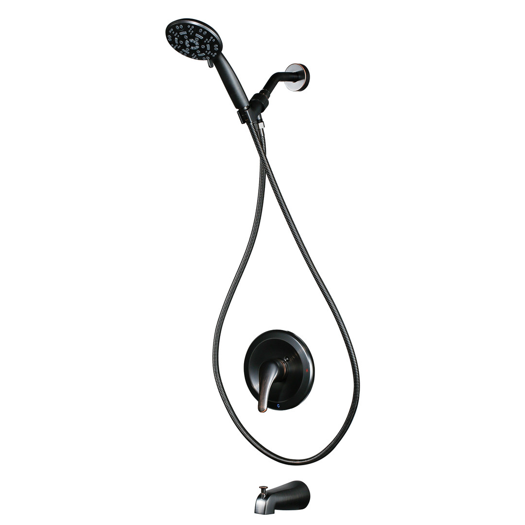 Single Handle 7-Spray Tub and Shower Faucet 1.8 GPM with Handheld Shower Head in Oil Rubbed Bronze Valve Included