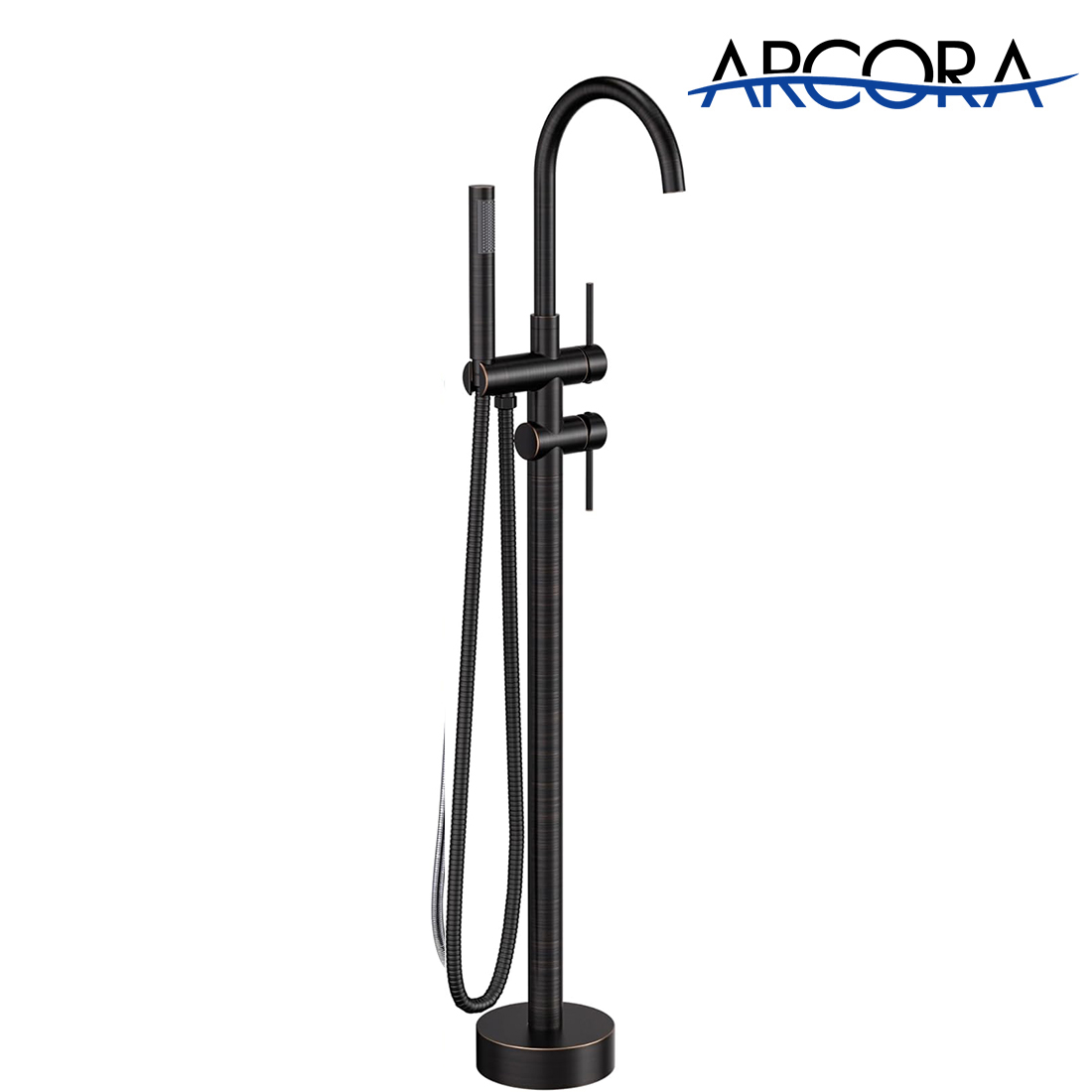 ARCORA Oil Rubbed Bronze High Flow Freestanding Bathtub Faucet with Handheld Sprayer