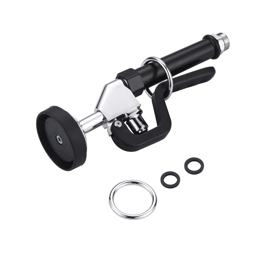 7/8 in, 20 UNEF Pre-Rinse Spray in Black with 45 inch Stainless-Steel Pre Rinse Hose for Commercial Sink Faucet