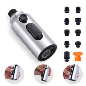 3 Modes Kitchen Faucets Sprayer Replacement with 9-Adapters in Chrome