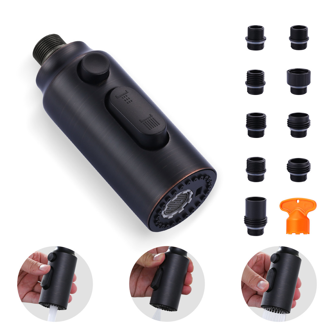 3 Modes Kitchen Faucets Sprayer Replacement with 9-Adapters in Oil Rubbed Bronze