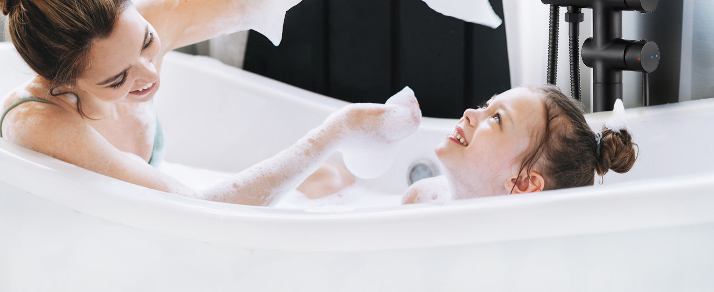 ARCORA Matte Black High Flow Freestanding Bathtub Faucet with Handheld Sprayer - Bathtub Faucets - 3