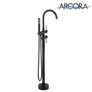 ARCORA Matte Black High Flow Freestanding Bathtub Faucet with Handheld Sprayer