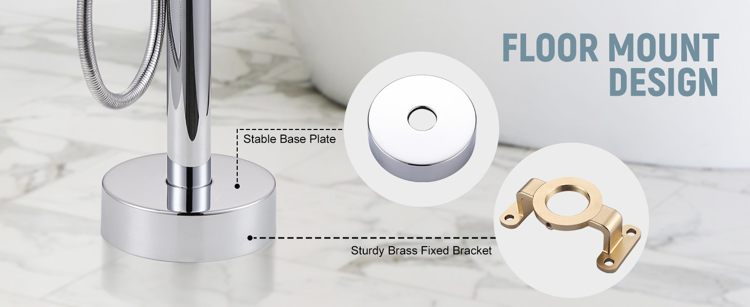 ARCORA Chrome High Flow Freestanding Bathtub Faucet with Handheld Sprayer - Bathtub Faucets - 4