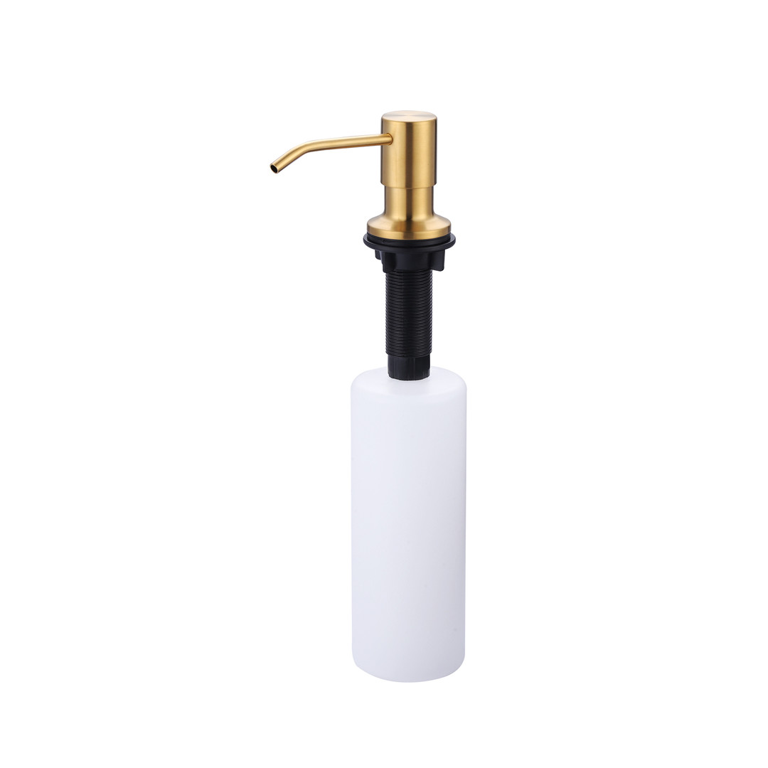 Soap Dispenser with Straight Nozzle Stainless Steel in Brushed Gold