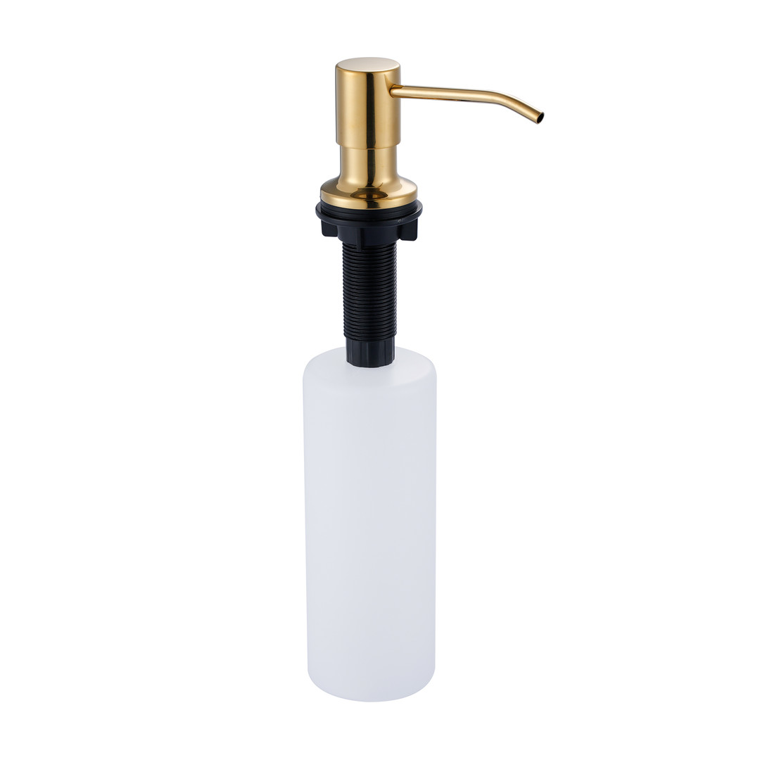 Soap Dispenser with Straight Nozzle Stainless Steel in Brushed Gold