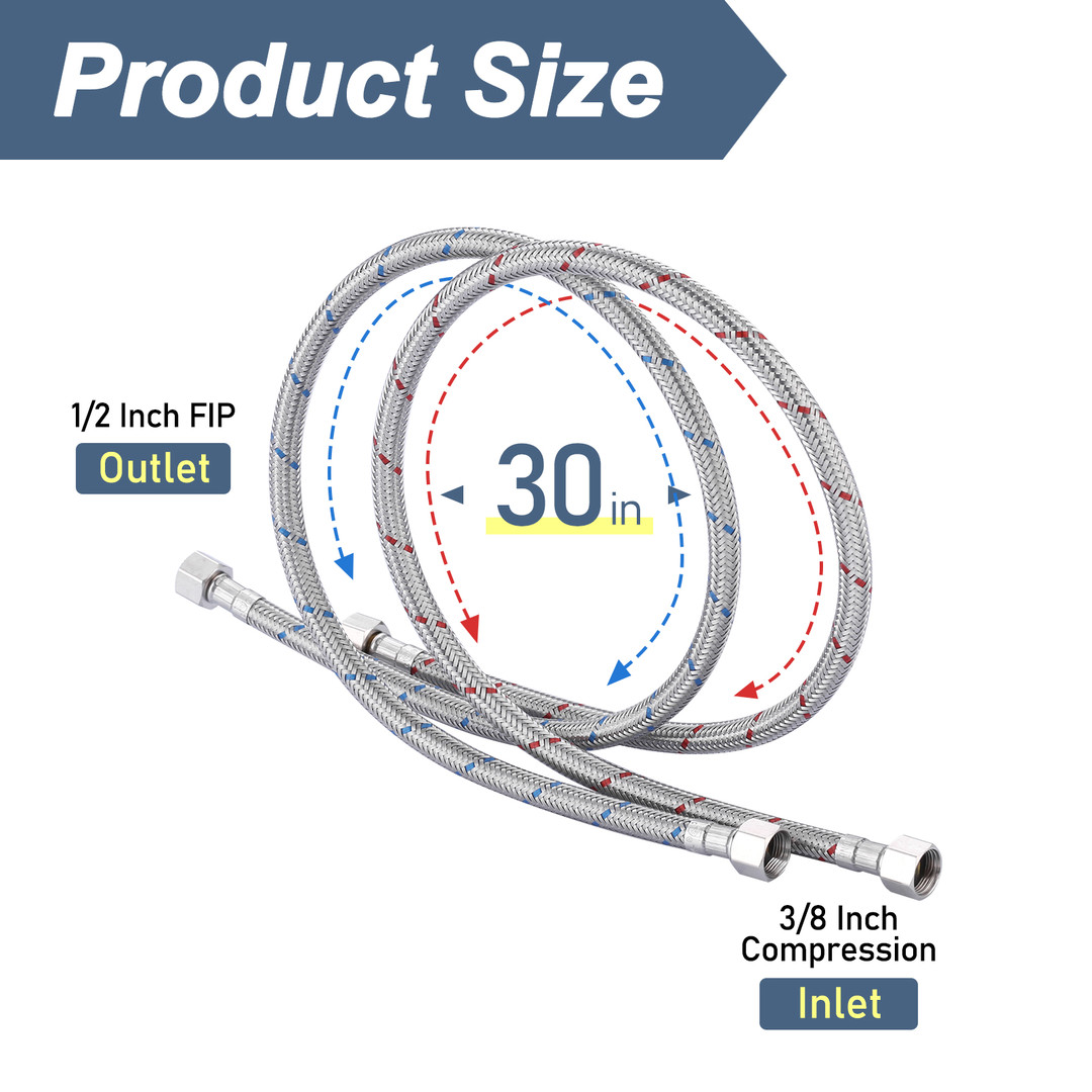 1/2 in. FIP x 30 in. Stainless Steels Faucet Supply Line – ARCORA FAUCETS