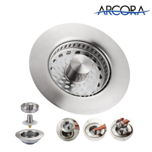ARCORA Brushed Nickel Kitchen Sink Drain Strainer with Anti-Clogging Basket