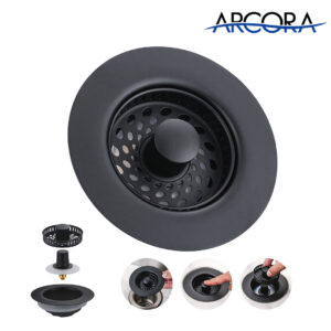 ARCORA Matte Black Kitchen Sink Drain Strainer with Anti-Clogging Basket