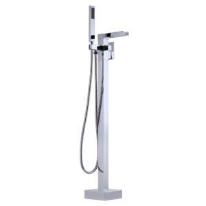 Single Handle Free Standing Bathtub Faucet with Hand Shower in Chrome