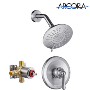 ARCORA Brushed Nickel 6 Inch High Pressure Shower Head and Handle Set