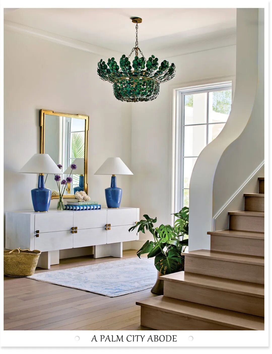 Palm City villa interior featuring balanced design style and a lively, vibrant color palette