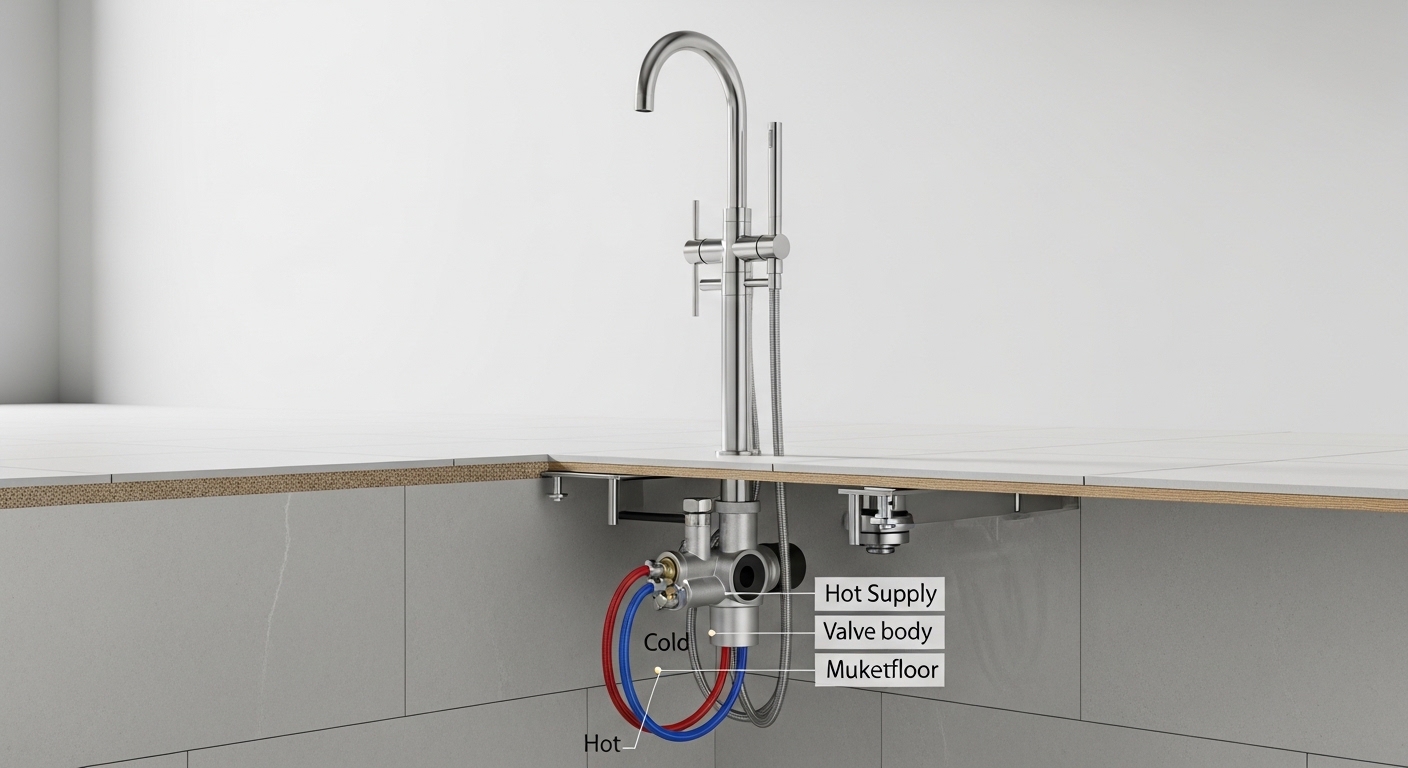 freestanding tub faucet valve